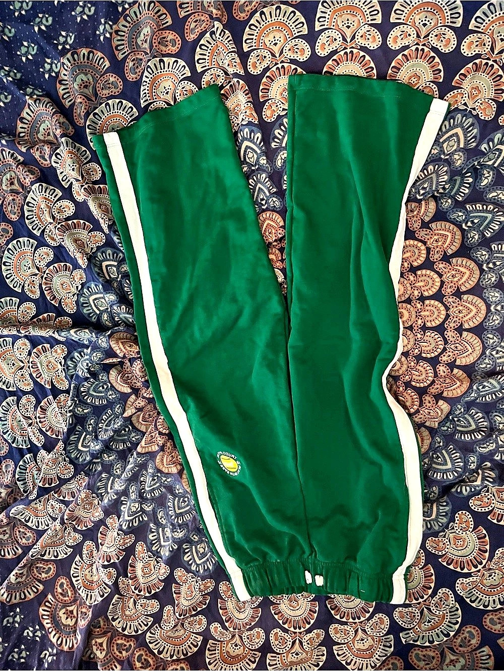 Zara PENN Track Pants Color Block Green & White Size Medium